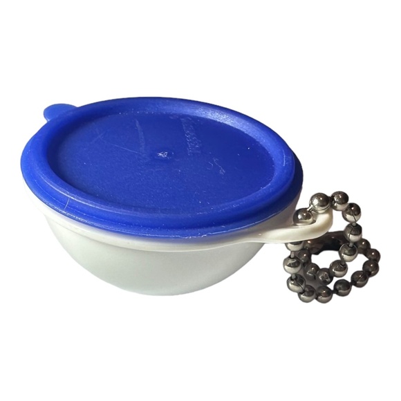 Tupperware Accessories - Tupperware Vintage Blue Lid with White Bowl Thatsa Bowl Keychain